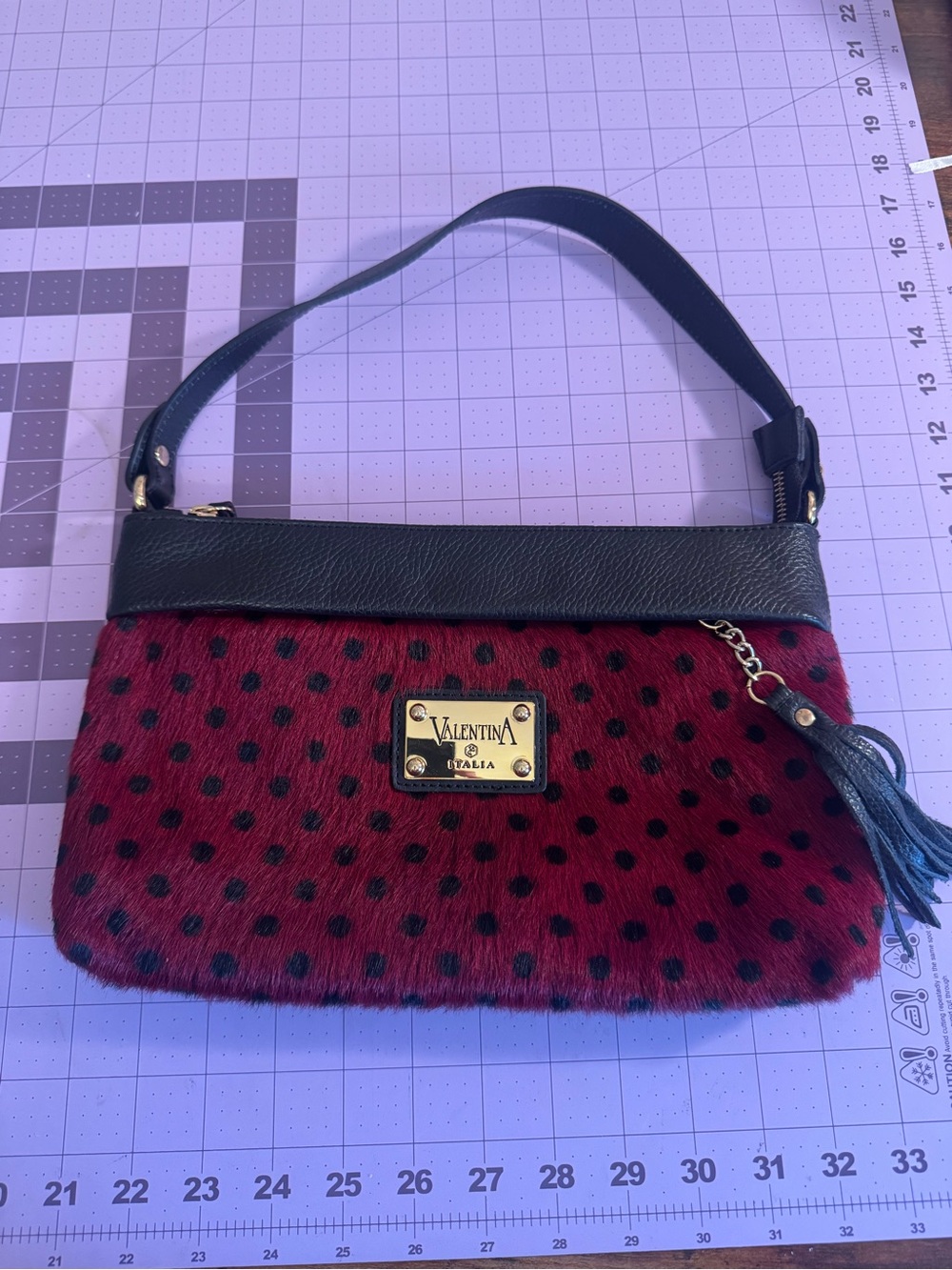 Valentina Red with Black Polka Dot Shoulder Bag